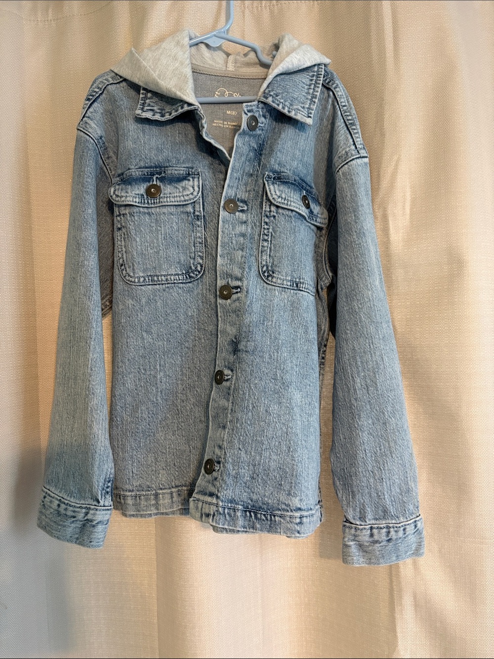 art class Light Blue Denim Jacket with Grey Hood